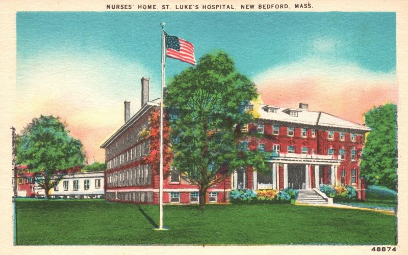 Vintage Postcard Nurses Home St. Luke's Hospital New Bedford Massachusetts MA