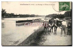 Old Postcard Chartrettes Dam and & # 39Ecluse cellar Anes TOP