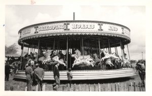 Galloping Horses Roundabout Bentley Doncaster Fair PB Postcard Photo