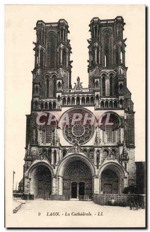 Old Postcard Laon cathedral