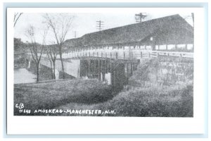 COVERED BRIDGE AMOSKEAG MANCHESTER NEW HAMPSHIRE NH REAL PHOTO RPPC POSTCARD JD3