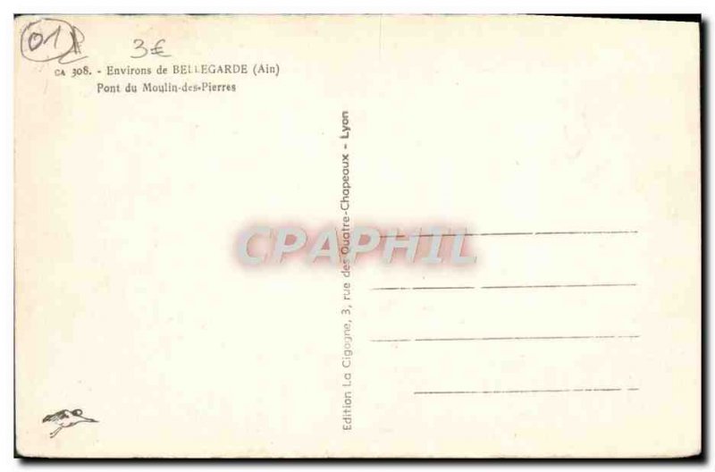 Old Postcard Environs de Bellegarde stone mill Bridge