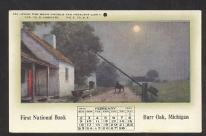 BURR OAK MICHIGAN FIRST NATIONAL BANK 1913 CALENDAR ADVERTISING POSTCARD