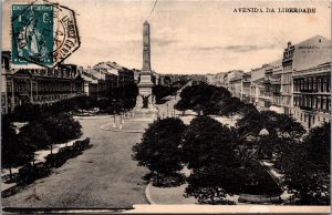 Portugal Avenida Da Liberdade Lisbon Vintage Postcard C019