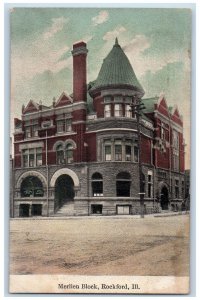 1911 Merlien Block Exterior Roadside Scene Rockford Illinois IL Posted Postcard