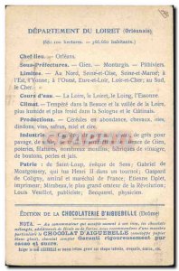 Postcard Old MAPS Chocolaterie d & # 39Aiguebelle Loiret Sully sur Loire