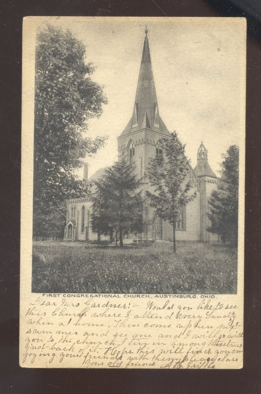 AUSTINBURG OHIO FIRST CONGREGATIONAL CHURCH VINTAGE POSTCARD BRISTOLVILLE