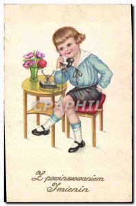 Old Postcard Fantasy Child Phone