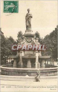 Postcard Old Lyon Morand Fountain and Statue of Saierie Lyonnaise