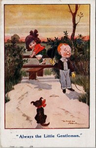 Ernest Noble 'Always The Little Gentleman' Boy Girl Dog Comic Postcard G71