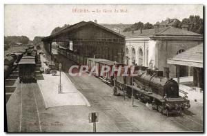 Postcard Old Train Locomotive Beziers Gare du Midi