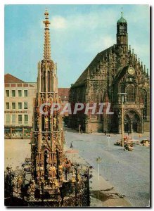 Postcard Modern Nurnberg The beautiful fountain with Frauenkirche