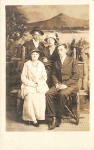 RPPC Edwardian Family Studio Photo c1910s Antique Vintage Postcard