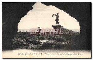 Old Postcard From Coix Vie Vendee Zion Sea view inside a cave