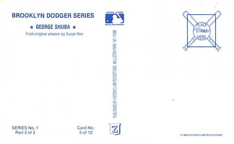 George Sheba Brooklyn Dodgers Baseball Unused 