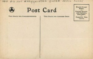 1910 Big Hat Exaggeration Globe Comic Humor artist impression Postcard 22-6439
