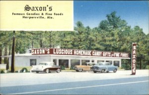 Harpersville AL Saxon's Candy & Gift Shop 1950s Cars Postcard