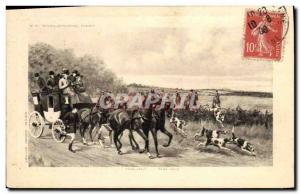 Postcard Old Dogs Dog Hunting hounds has Halali