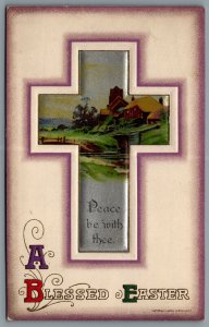 Postcard Easter c1911 John Winsch A Blessed Easter Peace Be With Thee Cross