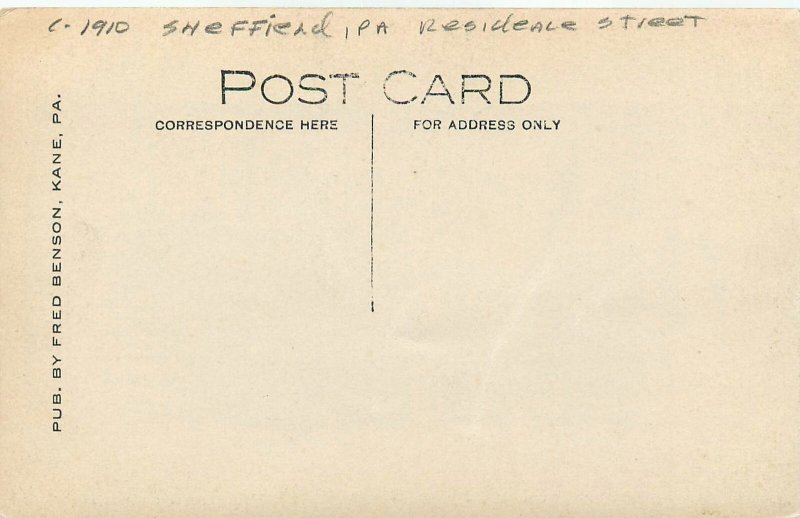 c1910 Sheffield Pennsylvania Fred Benson RPPC Street View Postcard 25-111210