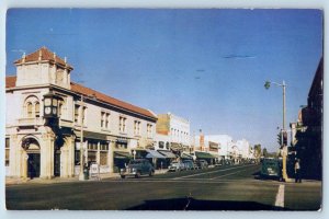 Fullerton California Postcard Looking North Spadra St. Commonwealth 1953 Vintage