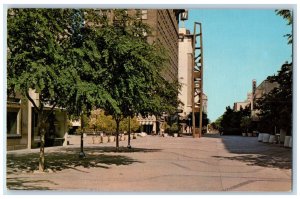 Fresno's Mall Mariposa Clock Tower Tree-lined Scene California CA Postcard 