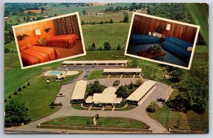 Roadside~Owosso Michigan~Air & Interior Views Of Mel Manor Motel~Vintage PC
