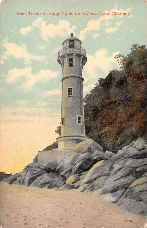 Balboa Panama Canal Channel Lighthouse Scenic View Antique Postcard J72552
