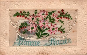 WW1  Jan  1917  France  Embossed Lace  Bonne Annie Happy New Year    Postcard