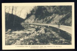 Chittenango Falls, New York/NY Postcard, Chittenango Creek & Highway To Falls