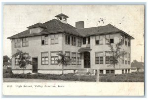 1907 High School Building Valley Junction Des Moines Iowa IA Antique Postcard