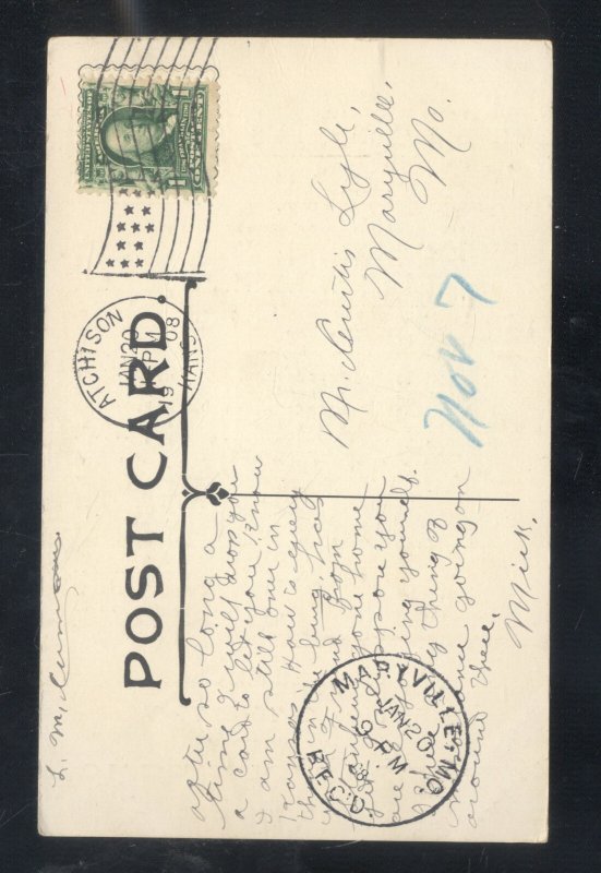 ATCHISON KANSAS ST. BENEDICTS COLLEGE 1908 CALENDAR ADVERTISING POSTCARD