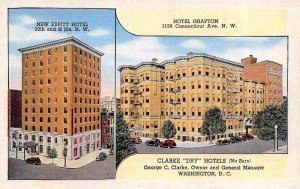 Clarke Hotels Ebbitt Grafton Washington DC linen postcard