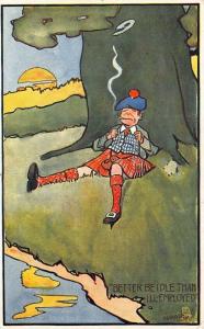 Raphael Tuck Artist Signed Hamish Better Be Idle Postcard 