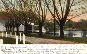 Vintage Postcard 1908 Boat House Rhodes On Pawtucket Providence Rhode Island RI