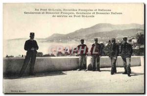 VINTAGE POSTCARD Customs Bridge St Louis French and Italian and French Gendar...