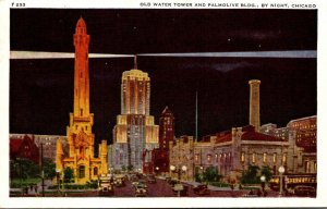 Illinois Chicago Old Water Tower and Palmolive Building 1944