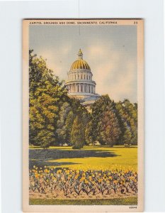 Postcard Capitol Grounds And Dome, Sacramento, California