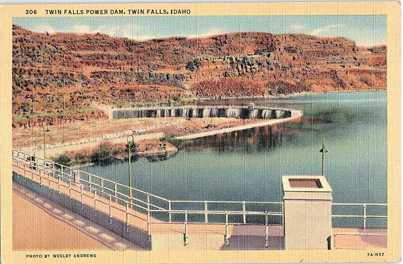 Postcard DAM SCENE Twin Falls Idaho ID AI0796