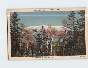 Postcard Mt. Katahdin Greetings from the Pine Tree State Maine USA
