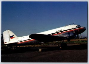 Airplane Postcard Trans Air Service Airlines Douglas DC-3 RP-C141 at Manila BV16