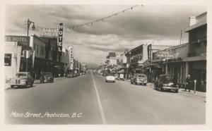 Main Street Penticton BC Hotel Prince Charles Bank Of Nova Scotia Postcard E6