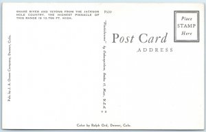 c1950s Jackson Hole, WY Snake River Tetons Chrome Postcard Pinnacle 13766ft A53