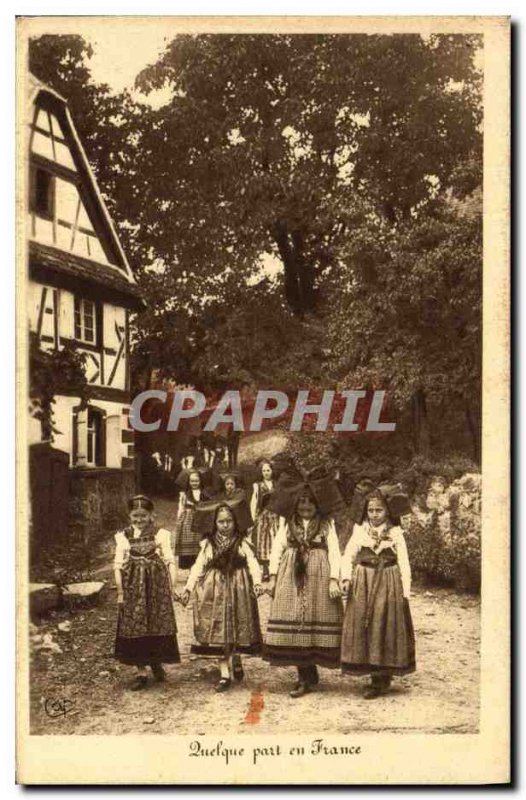 Old Postcard Folklore Alsace Somewhere in France