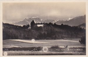 Switzerland Chateau D'Oron les Dents du Midi et le Mont Blanc Real Photo