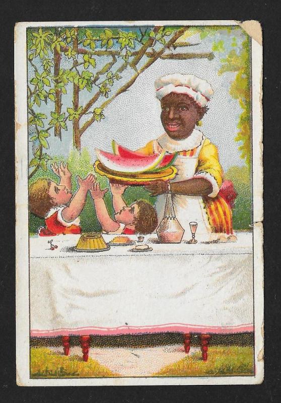 VICTORIAN TRADE CARDS (3) Serving Food Black Chef