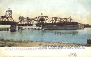 AT and SFRR Bridge, Ft. Madison, Iowa, USA Steamboat, Ship 1907 postal used 1907