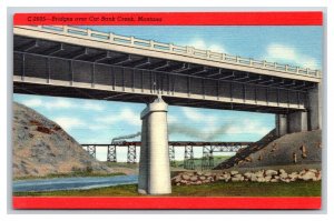 Bridges Over Cut Bank Creek Montana MT UNP Linen Postcard R9