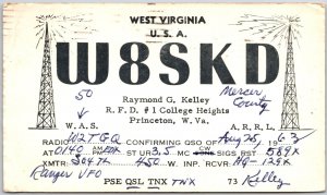 1963 QSL Radio Card Code W8SKD West Virginia Amateur Station Posted Postcard