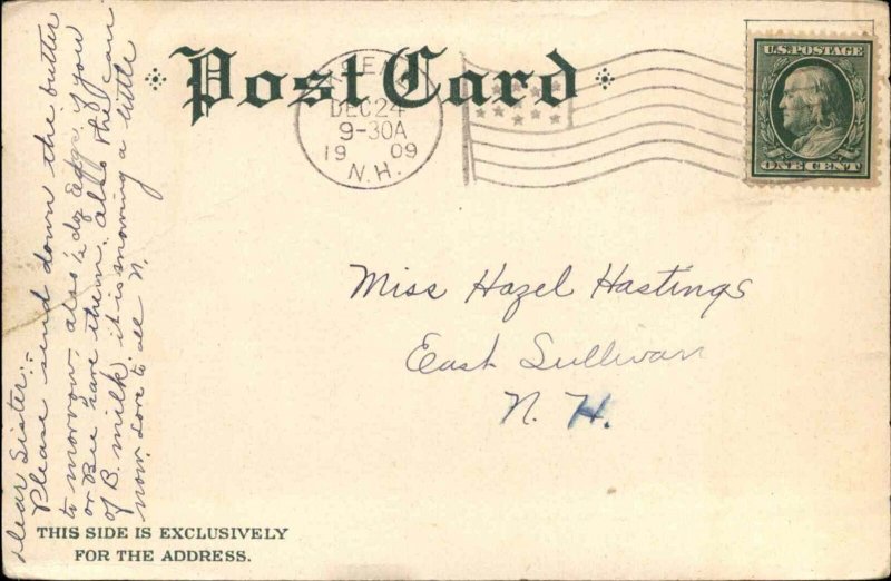 Christmas Cherub Star Holly c1900s-20s Postcard